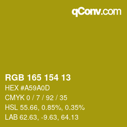 Color code: RGB 165 154 13 | qconv.com