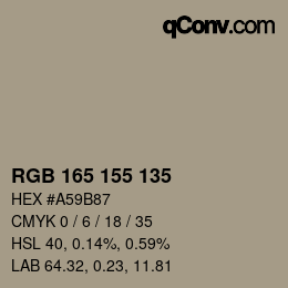 カラーコード: RGB 165 155 135 | qconv.com