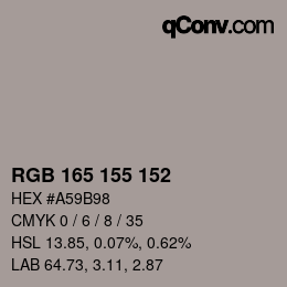 Código de color: RGB 165 155 152 | qconv.com