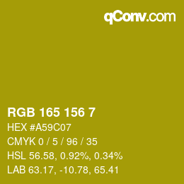 Color code: RGB 165 156 7 | qconv.com