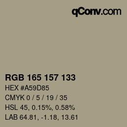 Color code: RGB 165 157 133 | qconv.com