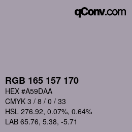 Código de color: RGB 165 157 170 | qconv.com