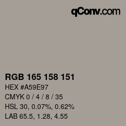 カラーコード: RGB 165 158 151 | qconv.com