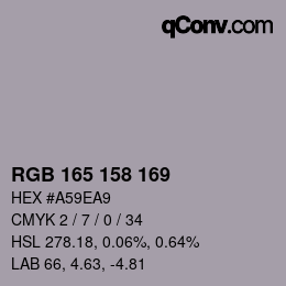颜色代码: RGB 165 158 169 | qconv.com
