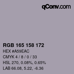 カラーコード: RGB 165 158 172 | qconv.com