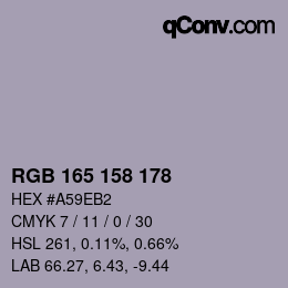 Color code: RGB 165 158 178 | qconv.com