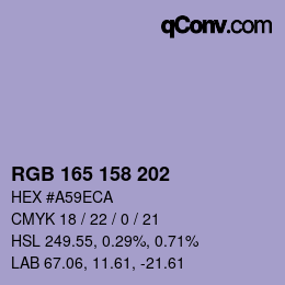 カラーコード: RGB 165 158 202 | qconv.com