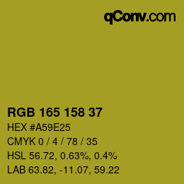 Color code: RGB 165 158 37 | qconv.com