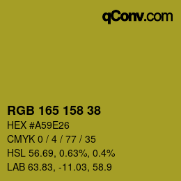 カラーコード: RGB 165 158 38 | qconv.com