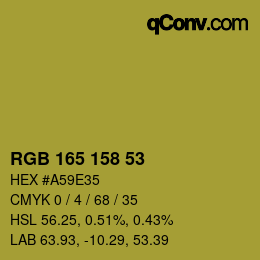 カラーコード: RGB 165 158 53 | qconv.com