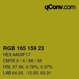 Color code: RGB 165 159 23 | qconv.com
