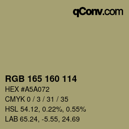 カラーコード: RGB 165 160 114 | qconv.com