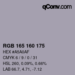 Color code: RGB 165 160 175 | qconv.com