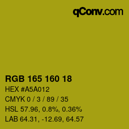 Color code: RGB 165 160 18 | qconv.com