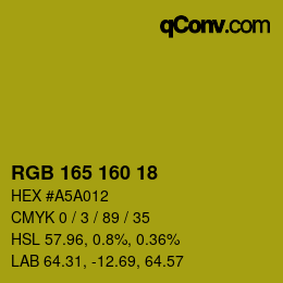 Color code: RGB 165 160 18 | qconv.com