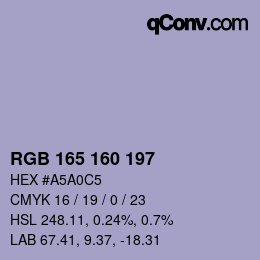 Color code: RGB 165 160 197 | qconv.com