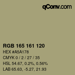 Color code: RGB 165 161 120 | qconv.com