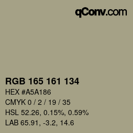 Color code: RGB 165 161 134 | qconv.com