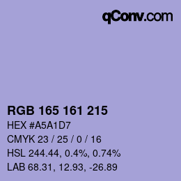 カラーコード: RGB 165 161 215 | qconv.com