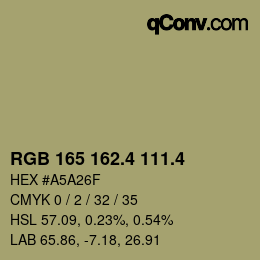 カラーコード: RGB 165 162.4 111.4 | qconv.com