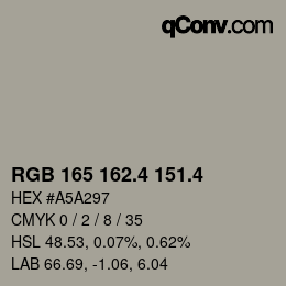 カラーコード: RGB 165 162.4 151.4 | qconv.com