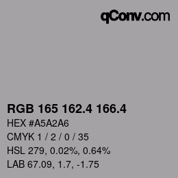 カラーコード: RGB 165 162.4 166.4 | qconv.com