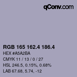 カラーコード: RGB 165 162.4 186.4 | qconv.com