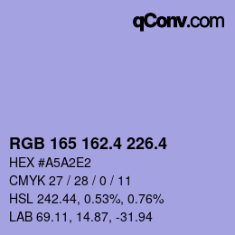 カラーコード: RGB 165 162.4 226.4 | qconv.com