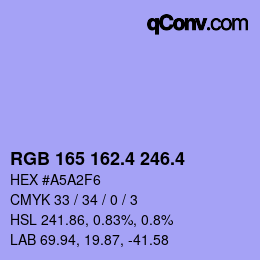 カラーコード: RGB 165 162.4 246.4 | qconv.com