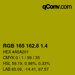 カラーコード: RGB 165 162.8 1.4 | qconv.com