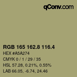カラーコード: RGB 165 162.8 116.4 | qconv.com