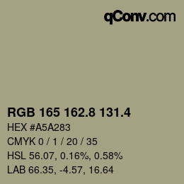 カラーコード: RGB 165 162.8 131.4 | qconv.com