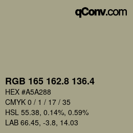 カラーコード: RGB 165 162.8 136.4 | qconv.com