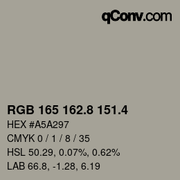 カラーコード: RGB 165 162.8 151.4 | qconv.com