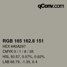 カラーコード: RGB 165 162.8 151 | qconv.com