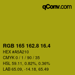 カラーコード: RGB 165 162.8 16.4 | qconv.com