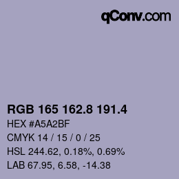 カラーコード: RGB 165 162.8 191.4 | qconv.com