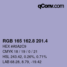 カラーコード: RGB 165 162.8 201.4 | qconv.com