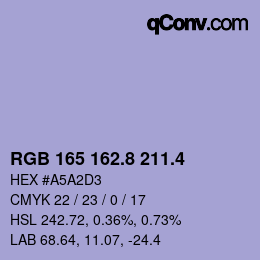 カラーコード: RGB 165 162.8 211.4 | qconv.com