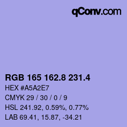 カラーコード: RGB 165 162.8 231.4 | qconv.com