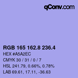 カラーコード: RGB 165 162.8 236.4 | qconv.com