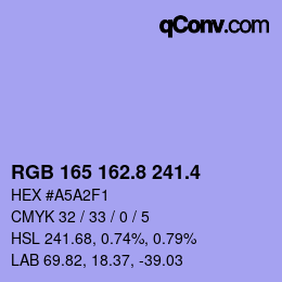 カラーコード: RGB 165 162.8 241.4 | qconv.com