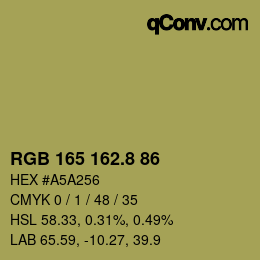 カラーコード: RGB 165 162.8 86 | qconv.com