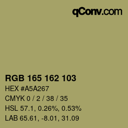 カラーコード: RGB 165 162 103 | qconv.com