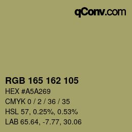 Color code: RGB 165 162 105 | qconv.com