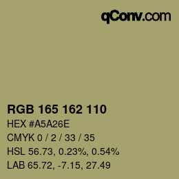 カラーコード: RGB 165 162 110 | qconv.com