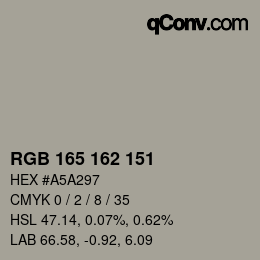 カラーコード: RGB 165 162 151 | qconv.com