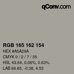 Color code: RGB 165 162 154 | qconv.com