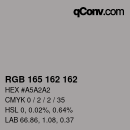 カラーコード: RGB 165 162 162 | qconv.com