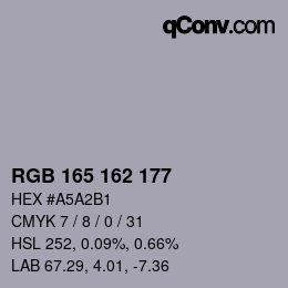 Color code: RGB 165 162 177 | qconv.com